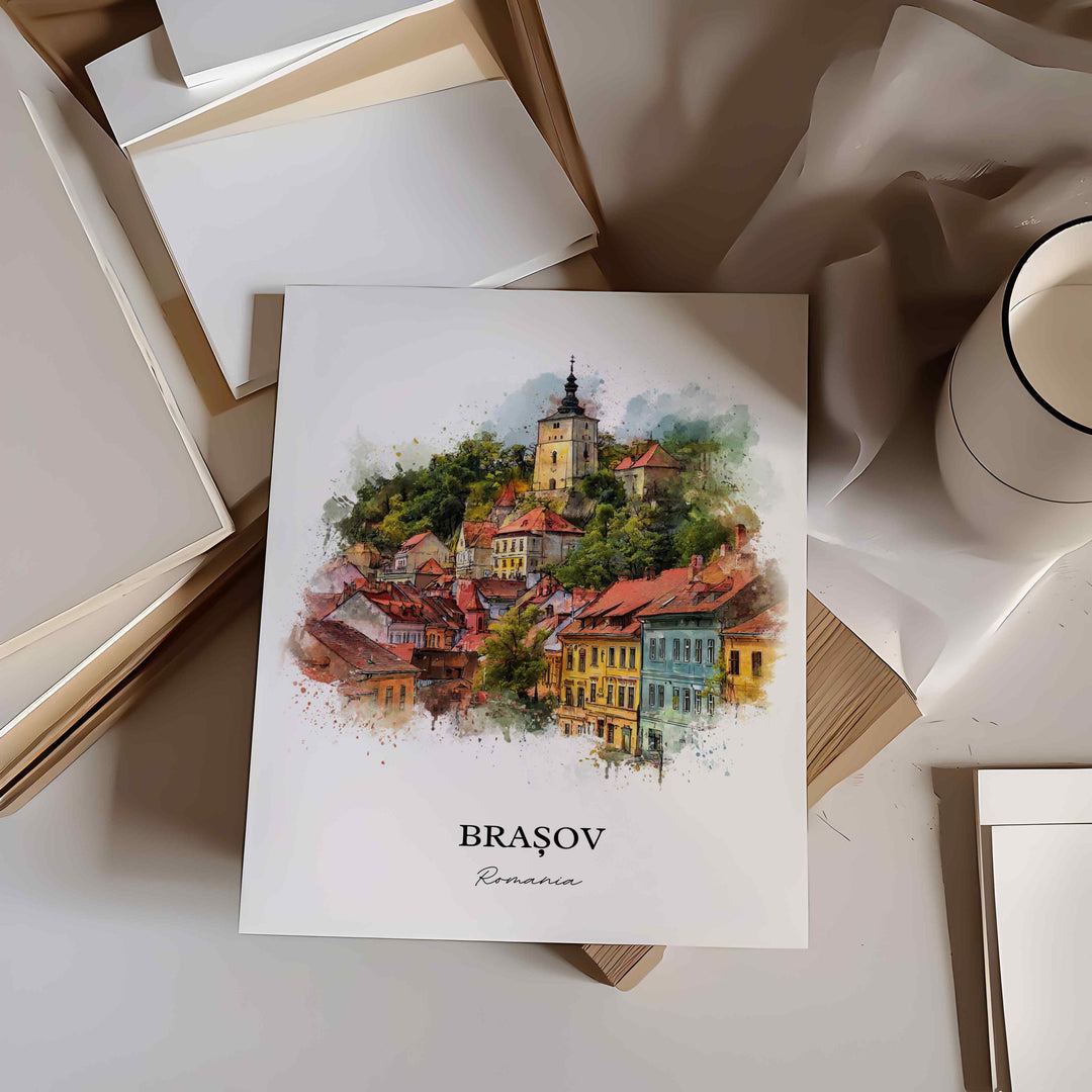 Brasov, Romania – Watercolor Art Print