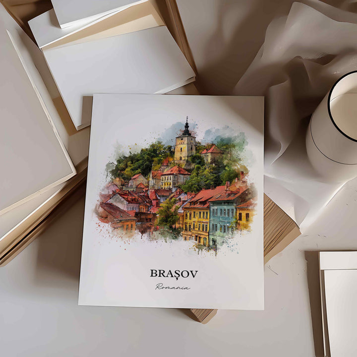Brasov, Romania – Watercolor Art Print