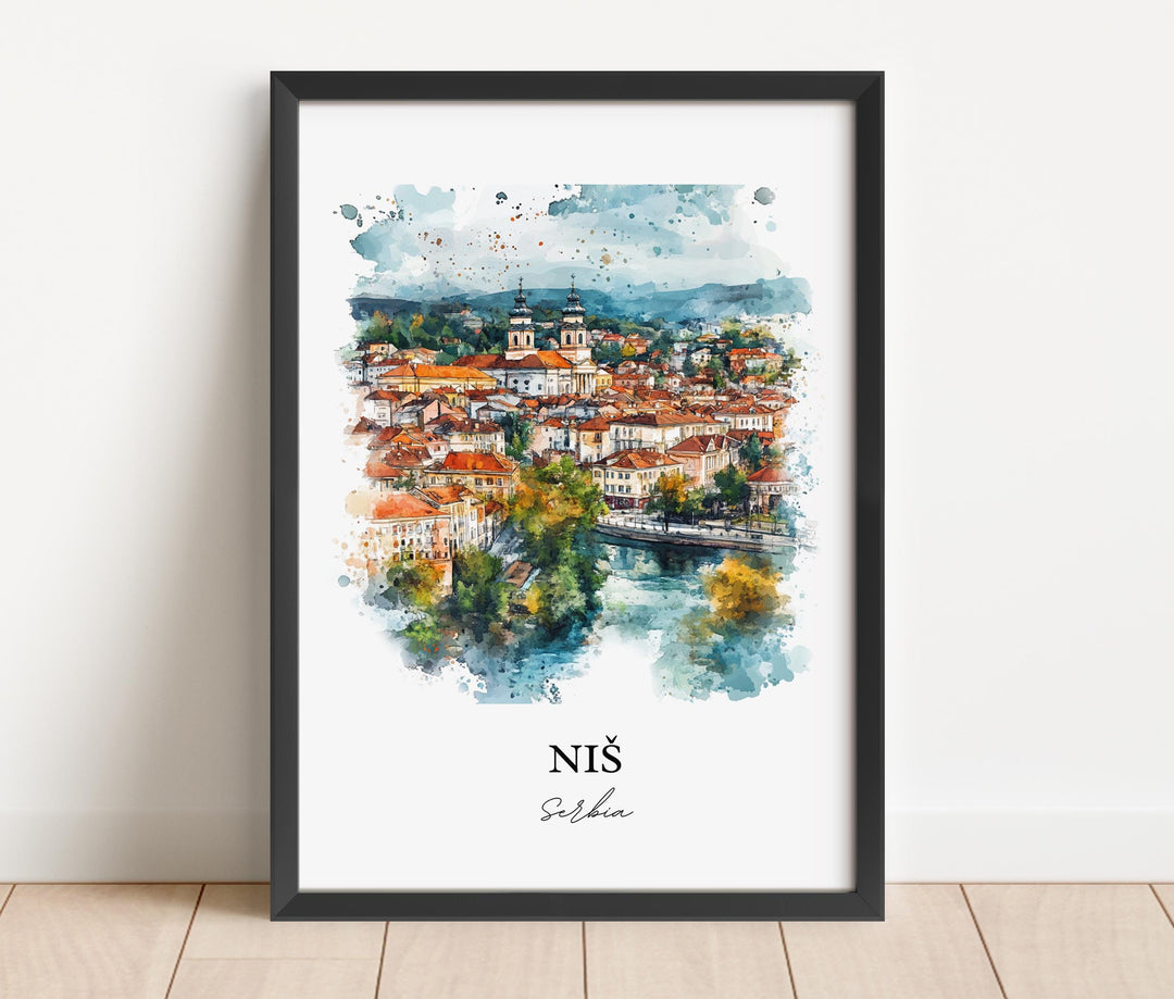 Nis Serbia Wall Art, Nish Print, Serbia Watercolor Art, Nish Sebria Gift, Travel Print, Travel Poster, Housewarming Gift