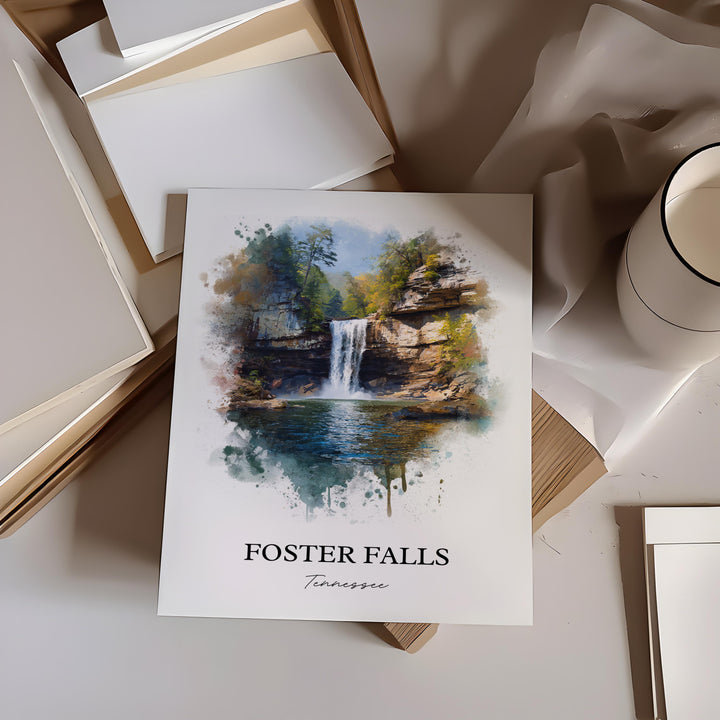 Foster Falls Wall Art, Sequatchie TN Print, Tennessee Watercolor Art, Foster Falls TN Gift, Travel Print, Travel Poster, Housewarming Gift