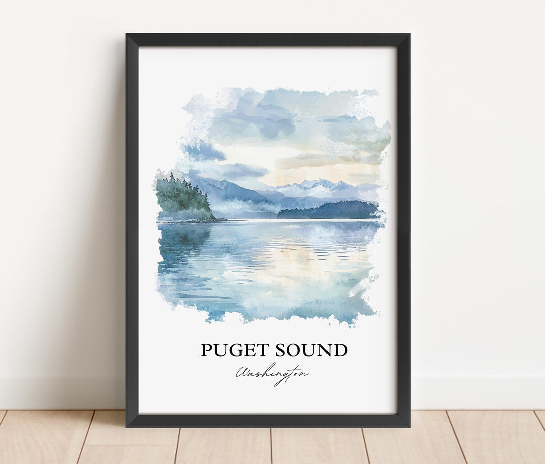 Puget Sound WA Wall Art, Camano Island Print, Washington State Watercolor, Puget Sound Gift, Travel Print, Travel Poster, Housewarming Gift