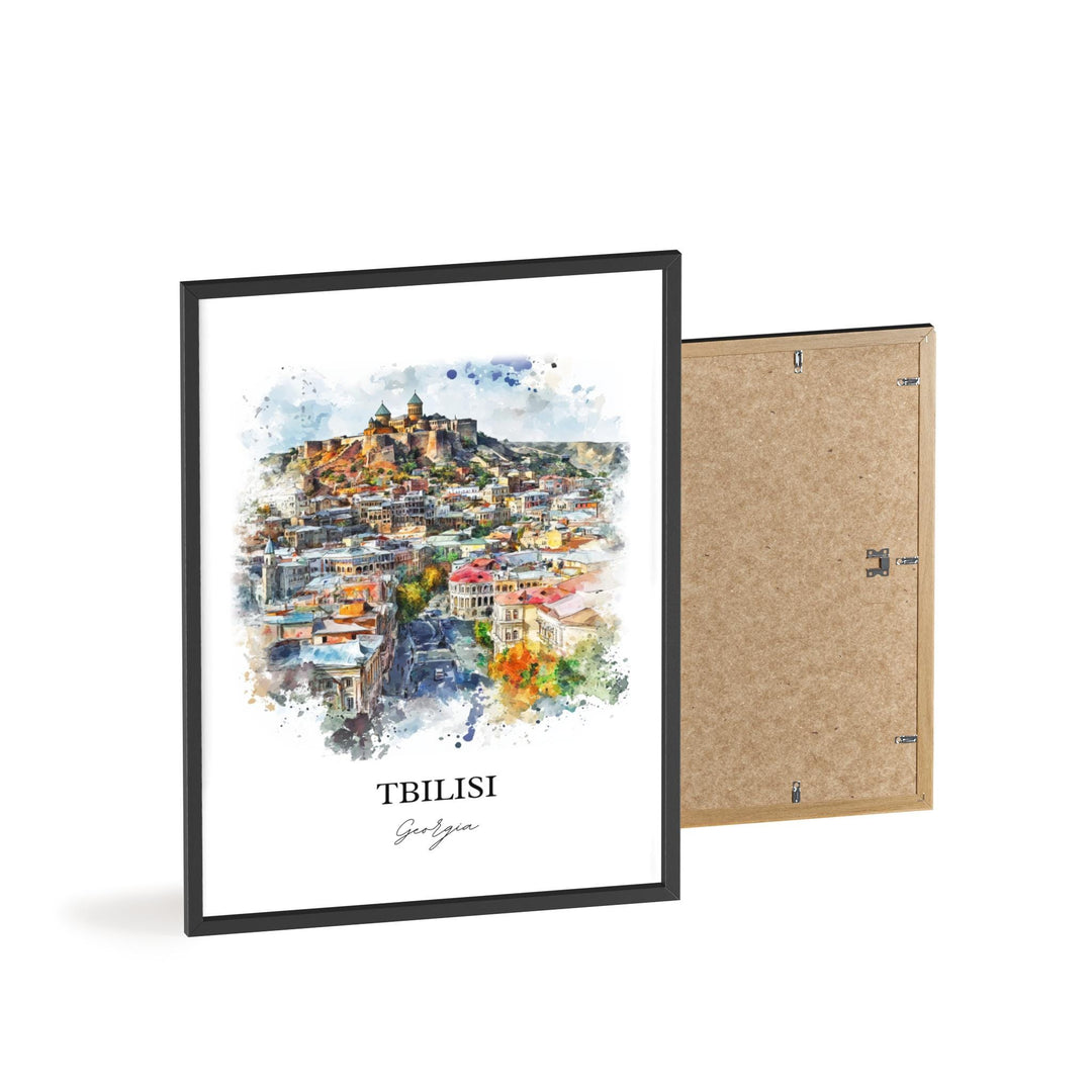Tbilisi Wall Art, Tbilisi Skyline Print, Georgia Country Watercolor Art, Tbilisi Gift, Travel Print, Travel Poster, Housewarming Gift