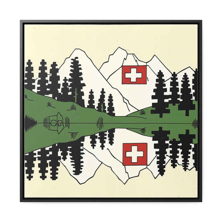 Modern Switzerland Art, Switzerland Print, Unique Switzerland Art, Swiss Flag and Scenery, Travel Poster, Housewarming Gift