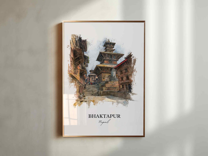 Bhaktapur, Nepal – Watercolor Art Print