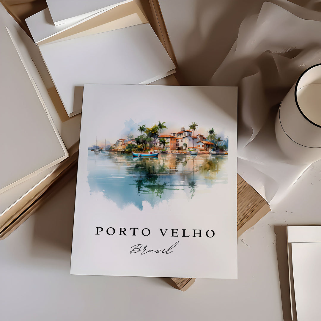 Port Velho wall art - Brazil, Port Velho poster print, Port Velho Wedding gift, Port Velho Brazil present, Custom Text, Perfect Gift