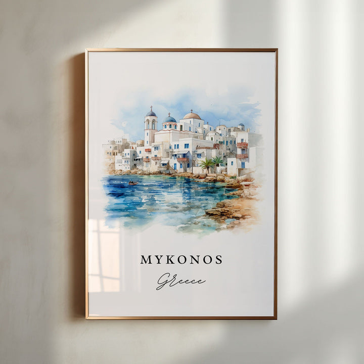 Mykonos Greece wall art - Greece, Mykonos poster, Mykonos Wedding gift, Birthday present, Custom Text, Personalised Gift