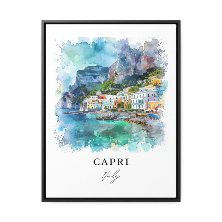 Capri Italy Wall Art, Capri Print, Bay of Naples Watercolor Art, Capri Island Gift,