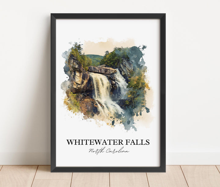 Whitewater Falls Wall Art, Cashiers NC Print, North Carolina Artwork, Whitewater Falls Gift, Travel Print, Travel Poster, Housewarming Gift