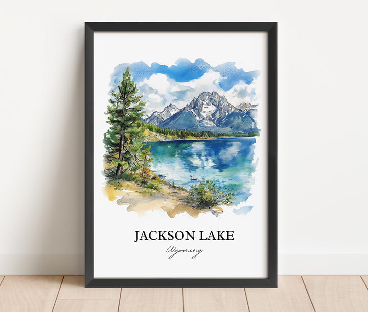 Jackson Lake Wall Art, Grand Tetons Print, Wyoming Watercolor Art, Jackson Lake WY Gift, Travel Print, Travel Poster, Housewarming Gift