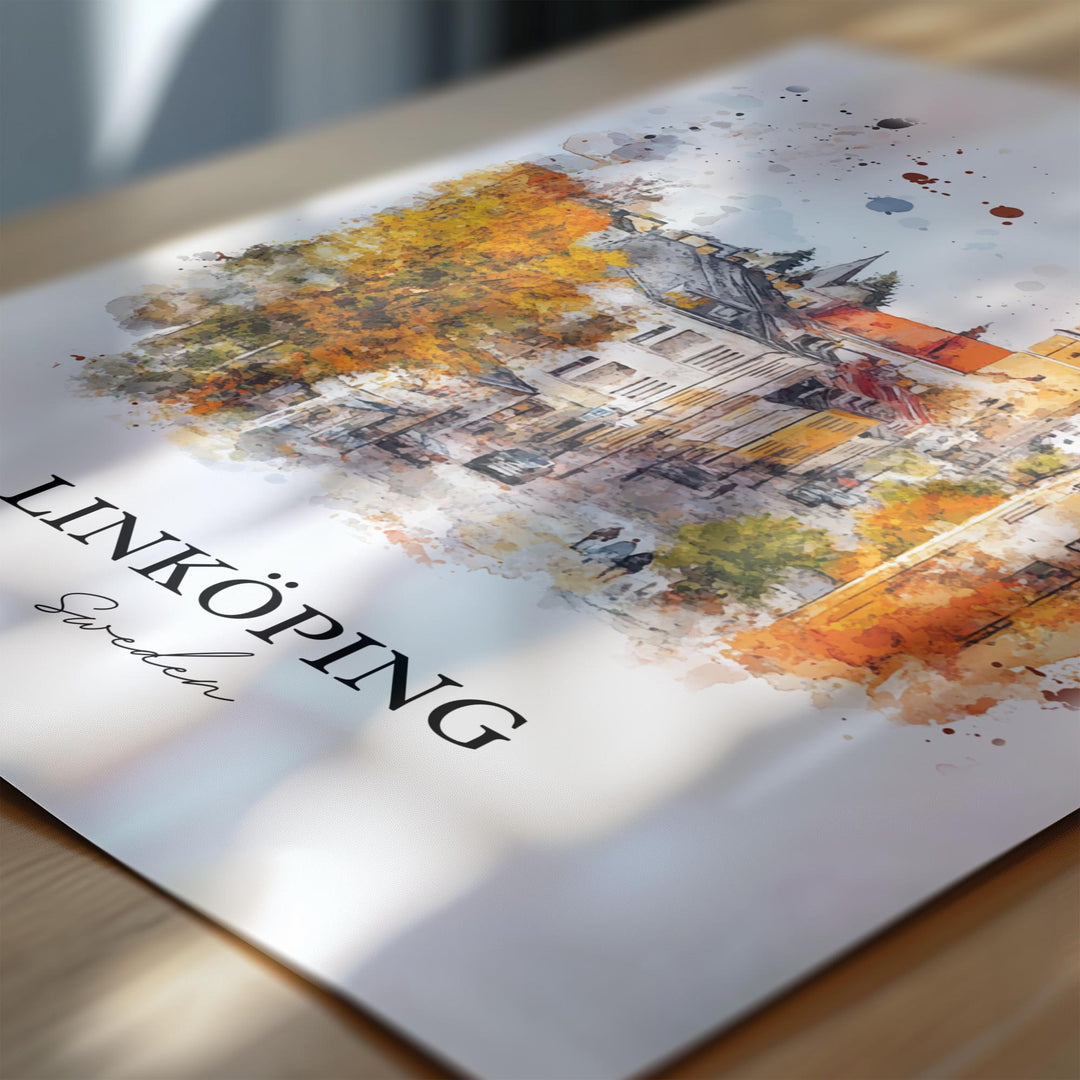 Linköping Travel Print Wall Art Linköping Wall Hanging Home Décor Linköping Gift Art Lovers Sweden Art Lover Gift Linköping Poster
