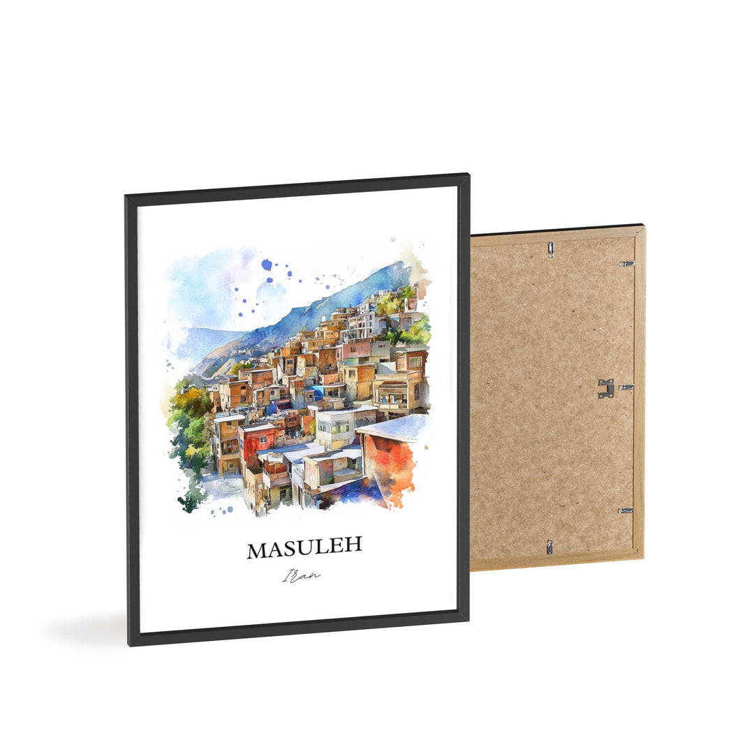 Masuleh Iran Art, Gilan Province Print, Iran Watercolor Art, Masuleh Iran Gift, Travel Print, Travel Poster, Housewarming Gift