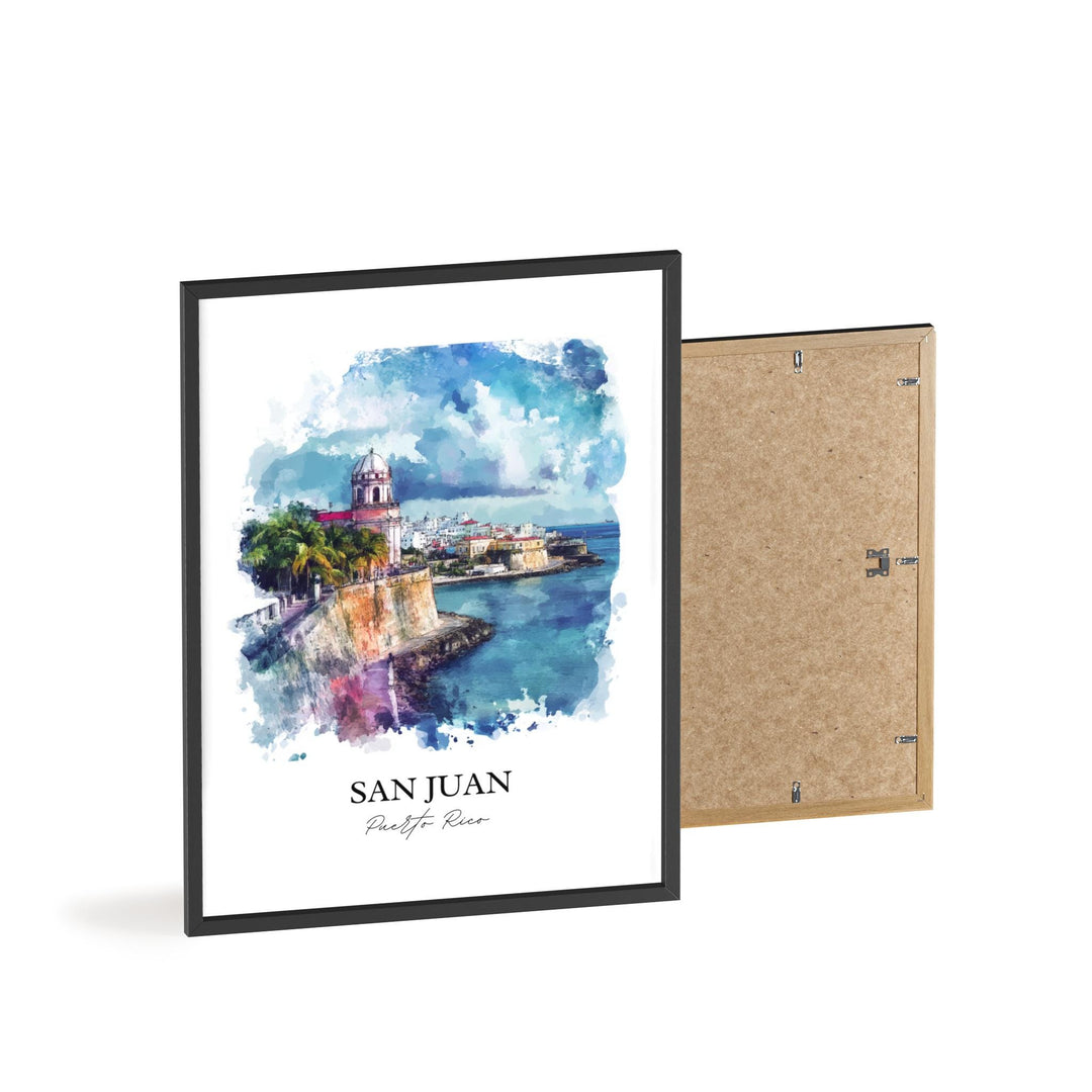 San Juan Wall Art, Puerto Rico Print, Puerto Rico Watercolor Art, San Juan PR Gift, Travel Print, Travel Poster, Housewarming Gift