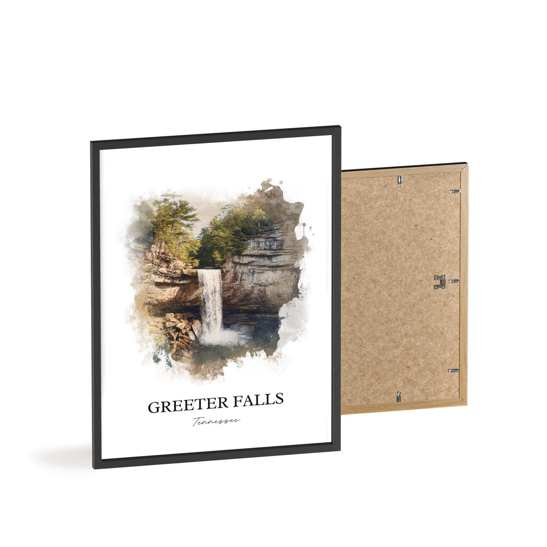 Greeter Falls Wall Art, Grundy County Print, Tennessee Watercolor Art, Greeter Falls TN Gift, Travel Print, Travel Poster, Housewarming Gift