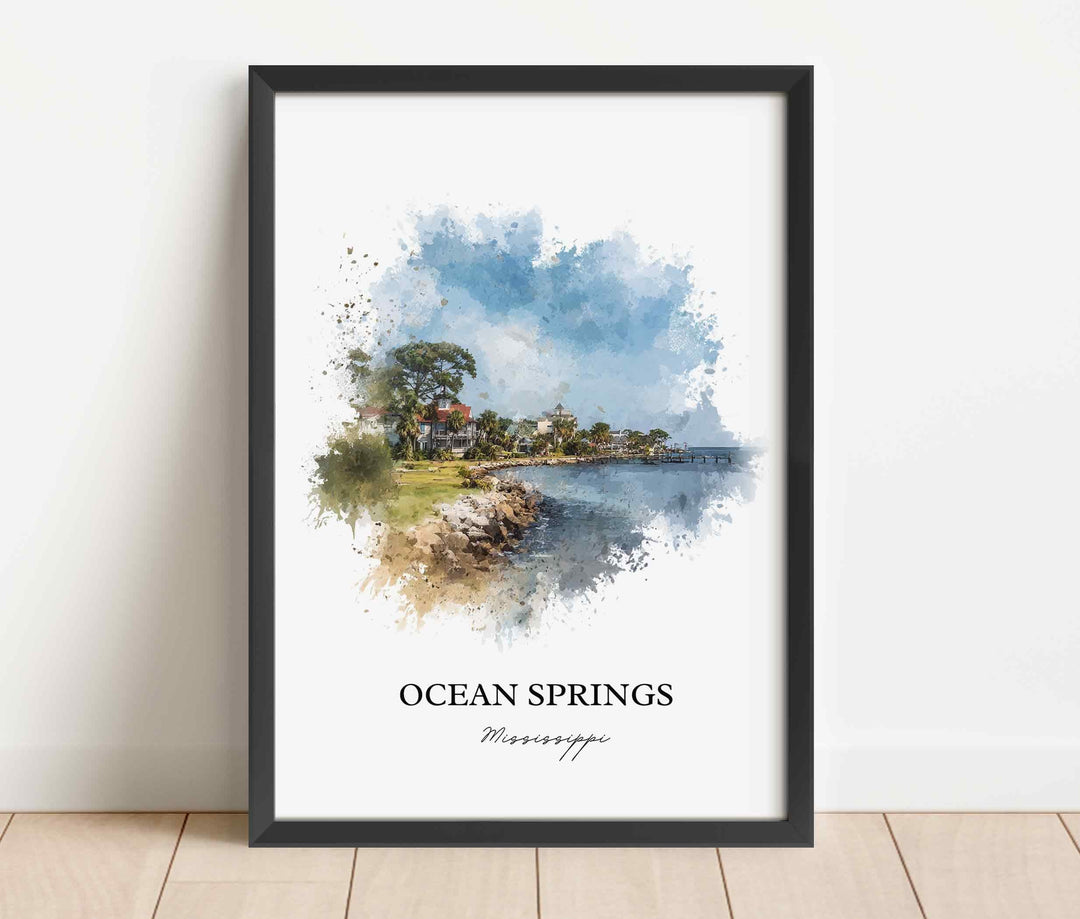 Ocean Springs, Mississippi – Watercolor Art Print