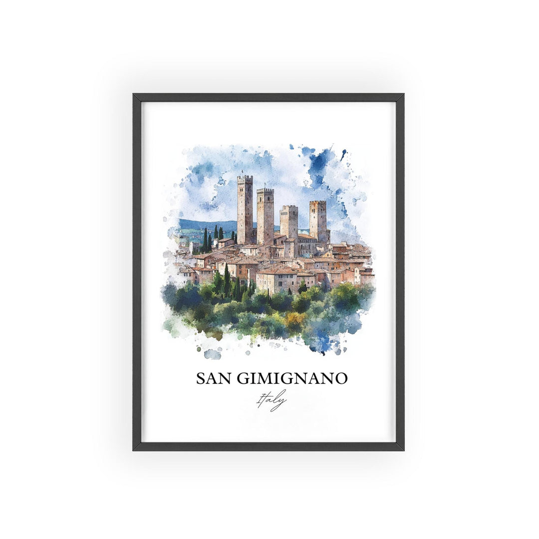 San Gimignano Wall Art, Tuscany Print, Italy Watercolor Art, San Gimignano Gift, Travel Print, Travel Poster, Housewarming Gift