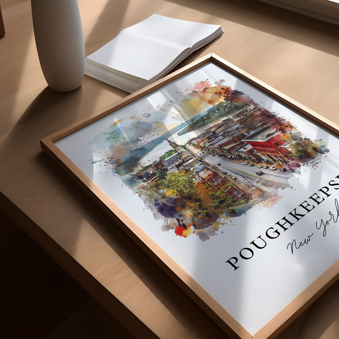 Poughkeepsie NY Wall Art, Dutchess County Print, Dutchess Cty Watercolor, Poughkeepsie Gift, Travel Poster, Housewarming Gift