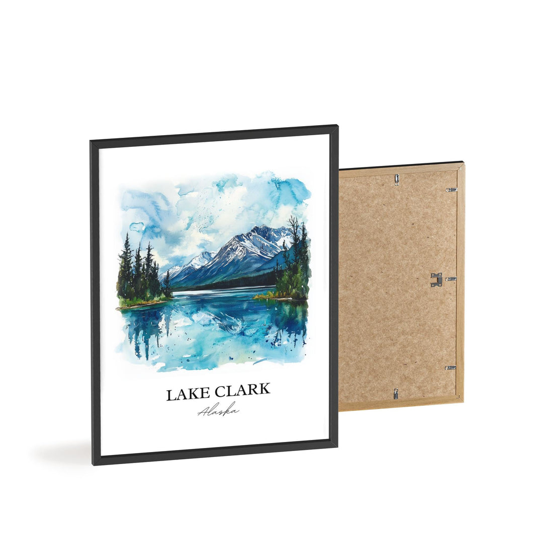 Lake Clark Wall Art, Anchorage Print, Lake Clark Alaska Watercolor Art, Lake Clark AK Gift, Travel Print, Travel Poster, Housewarming Gift