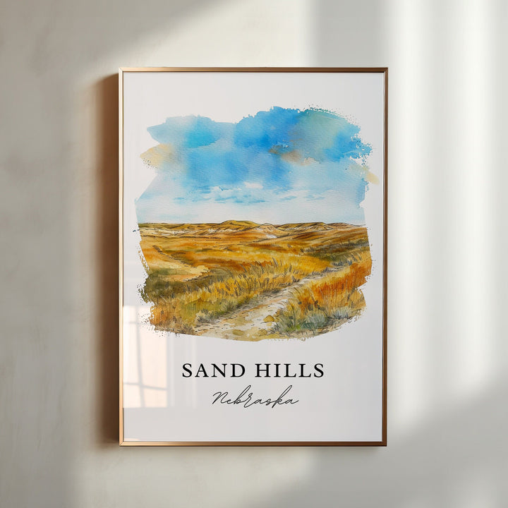 Sand Hills NE Wall Art, Sand Hills Print, Sand Hills Nebraska Watercolor, Nebraska Art Gift,