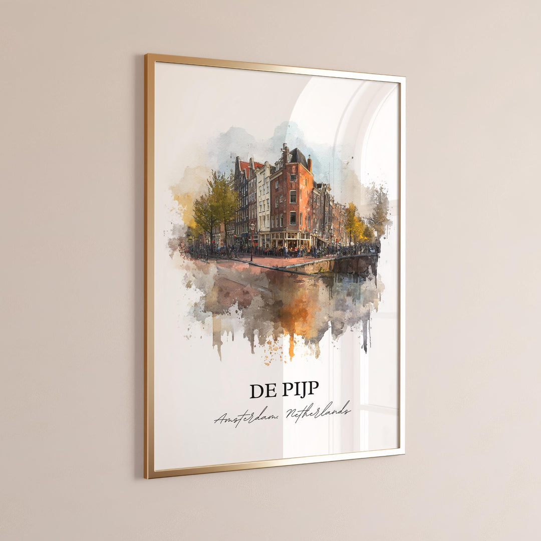 De Pijp Wall Art, Amsterdam Print, Amsterdam Watercolor Art, Amsterdam NLD Gift, Netherlands Travel Print, Travel Poster, Housewarming Gift
