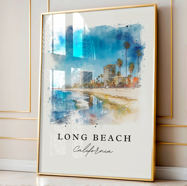 Long Beach Cali wall art - Los Angeles, Long Beach print, Long Beach CA Wedding gift, Birthday present, Custom Text, Perfect Gift