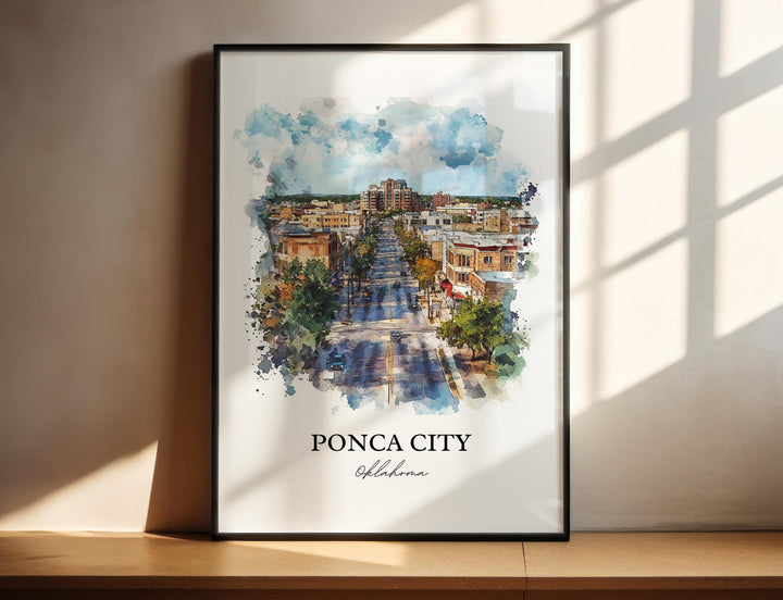 Ponca City OK Wall Art, Kay County Print, Oklahoma Watercolor Art, Ponca City OK Gift, Travel Print, Travel Poster, Housewarming Gift