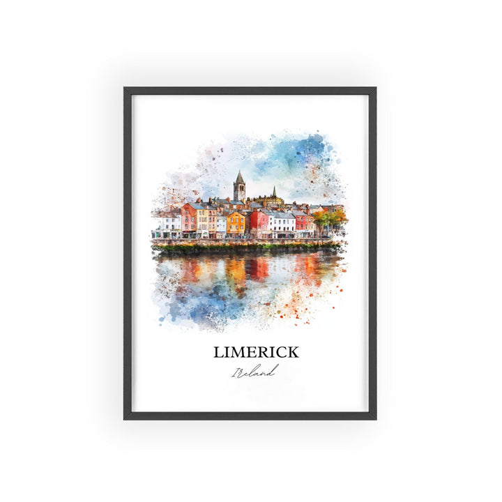 Limerick Wall Art, Munster Province Print, Ireland Watercolor Art, Limerick Ireland Gift, Travel Print, Travel Poster, Housewarming Gift