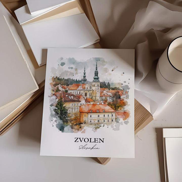 Zvolen Wall Art, Zvolen Slovakia Print, Slovakia Watercolor Art, Slovakia Gift, Travel Print, Travel Poster, Housewarming Gift