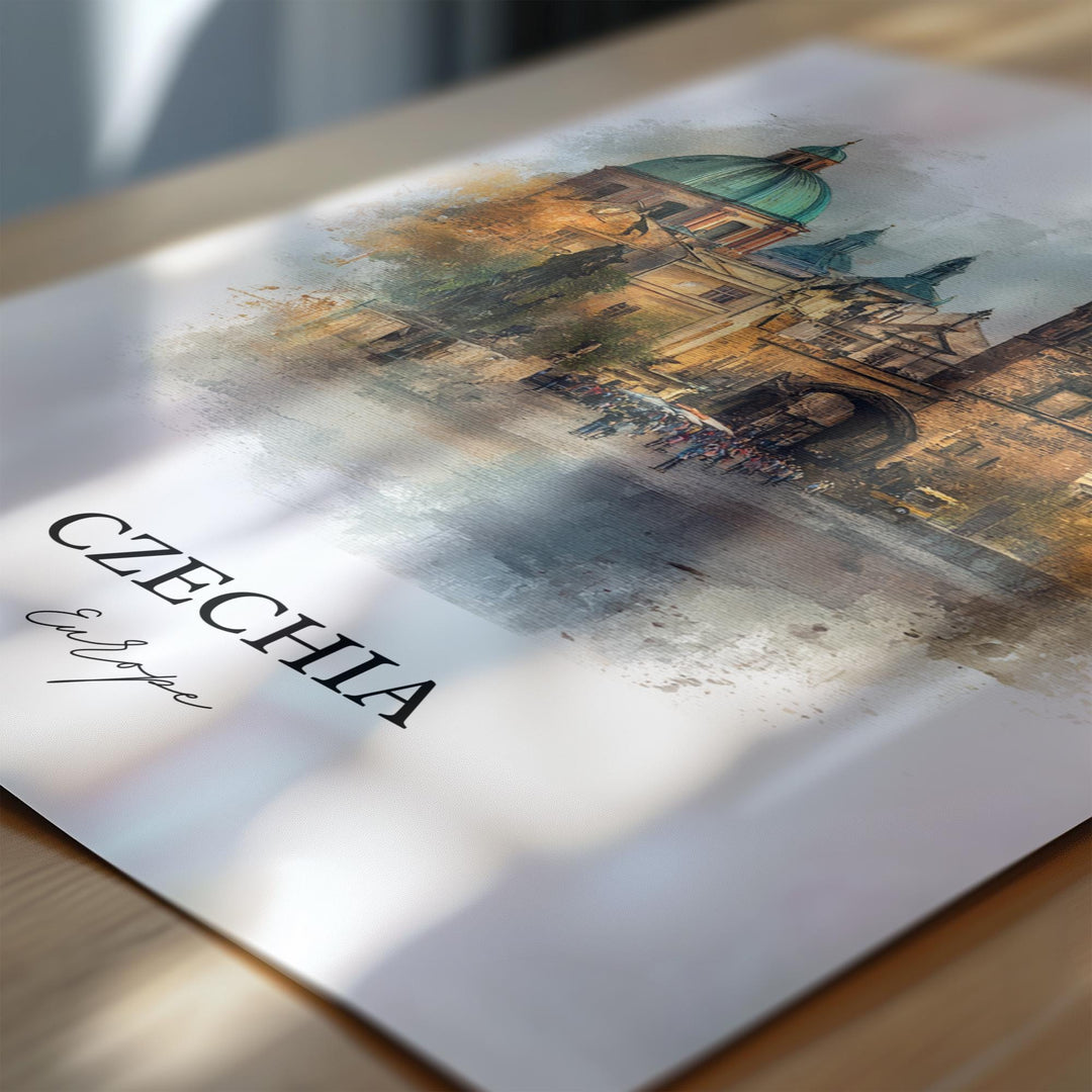 Czechia Wall Art, Czechia Print, Prague Watercolor Art, Czech Republic Gift, Travel Print, Travel Poster, Housewarming Gift