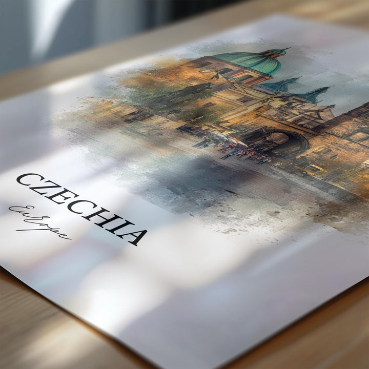 Czechia Wall Art, Czechia Print, Prague Watercolor Art, Czech Republic Gift, Travel Print, Travel Poster, Housewarming Gift