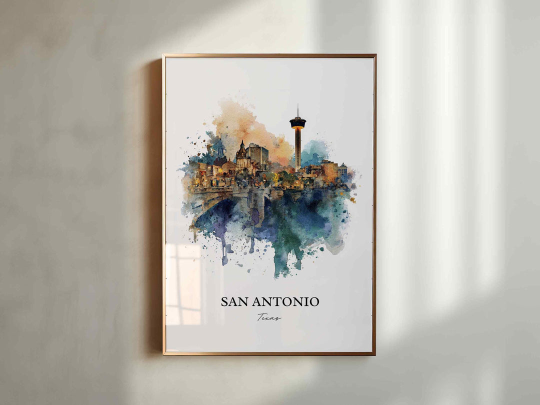 San Antonio, Texas – Watercolor Art Print