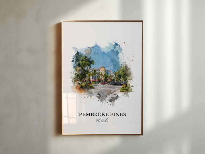 Pembroke Pines, Florida – Watercolor Art Print