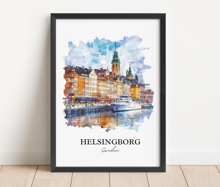 Helsinborg, Sweden – Watercolor Art Print