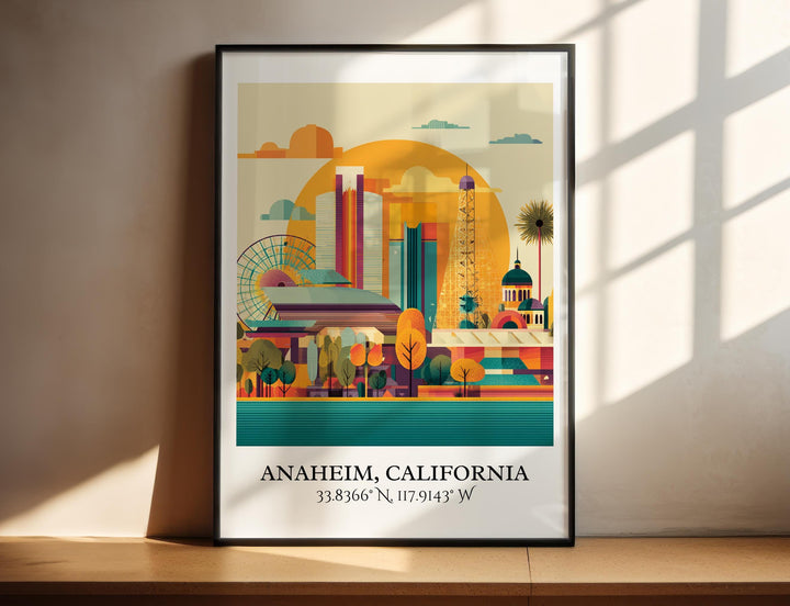 Anaheim CA Art, Anaheim Retro Travel Art, Anaheim Home Decor, Anaheim California Gift, Cali Travel Art, Travel Prints, Housewarming Gift