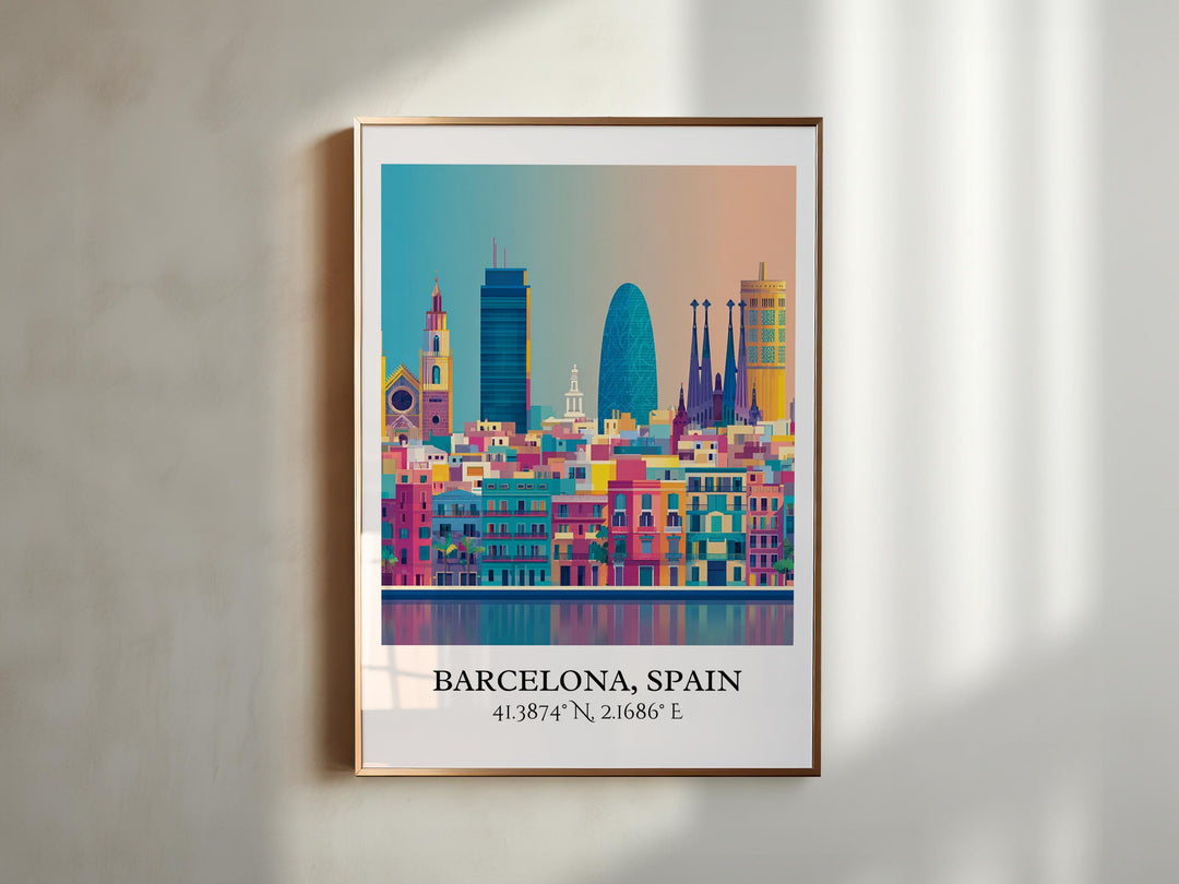 Barcelona Art, Barcelona Retro Travel Art, Barcelona Home Decor, Barcelona Gift, Spain Travel Art, Travel Prints, Housewarming Gift