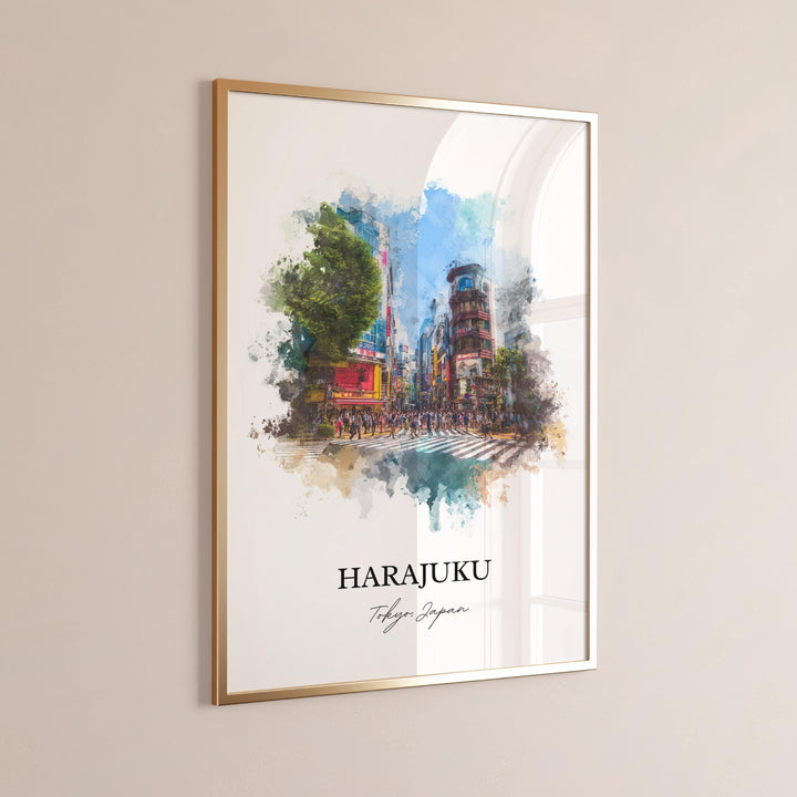 Harajuku Wall Art, Tokyo Print, Harajuku Tokyo Watercolor Art, Harajuku Japan Gift, Japan Travel Print, Tokyo Travel Poster, Harajuku Gift