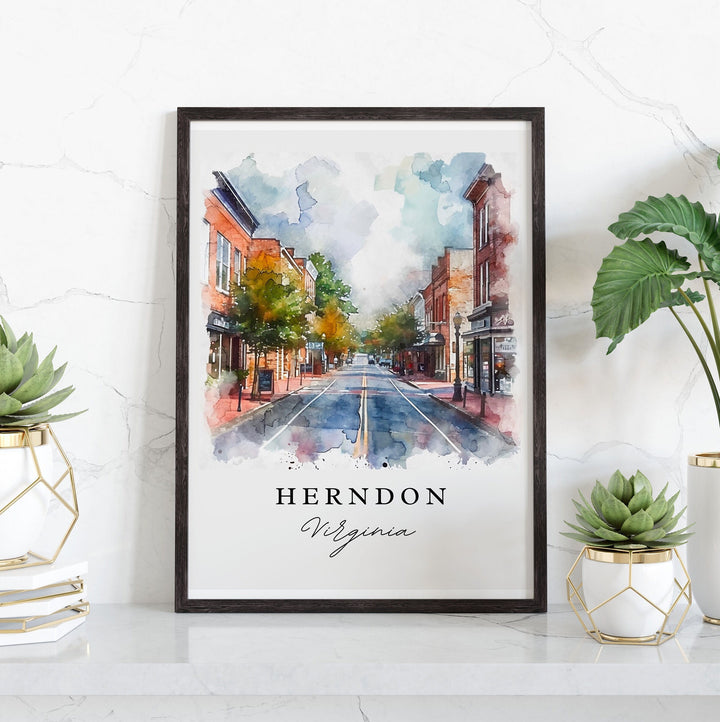 Herndon VA wall art - Virginia, Herndon print, Herndon Wedding gift, Herndon Birthday present, Custom Text, Perfect Gift