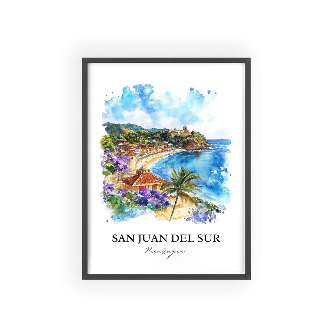 San Juan del Sur Wall Art, Maderas Beach Print, Nicaragua Watercolor, San Juan del Sur Gift, Travel Print, Travel Poster, Housewarming Gift