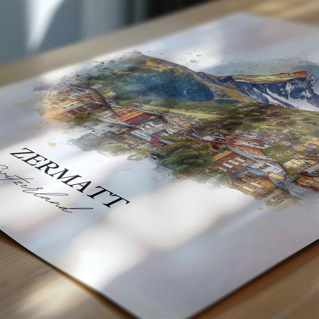Zermatt, Switzerland – Watercolor Art Print