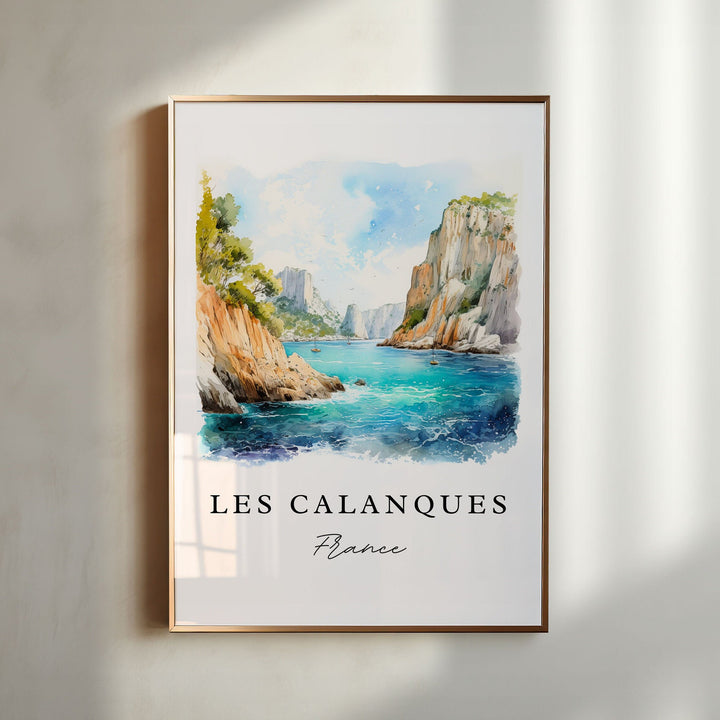 Les Calanques France wall art - Marseille France, Calanques poster print, Wedding gift, Birthday present, Custom Text, Perfect Gift