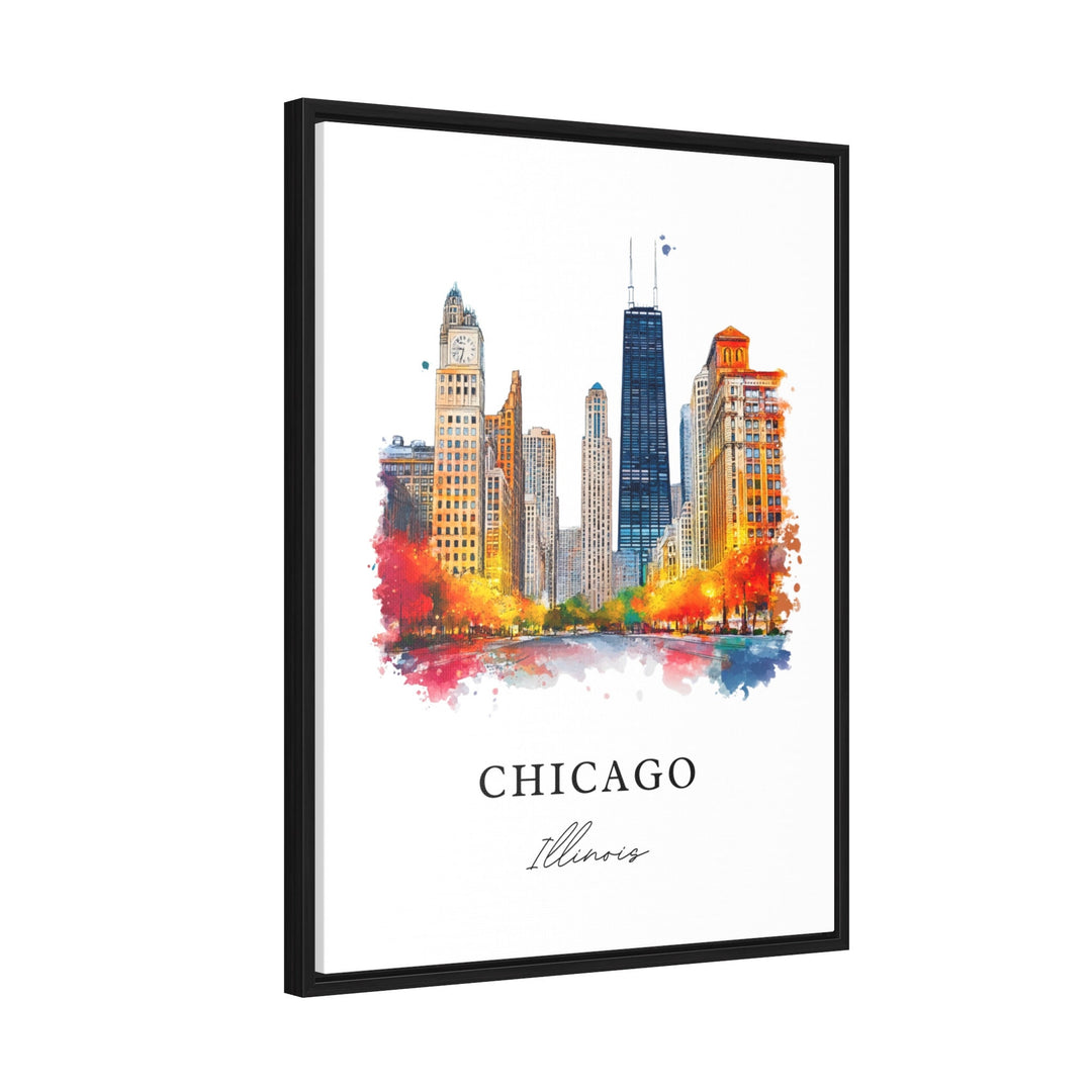 Chicago IL Wall Art, Chicago Print, Chicago Watercolor Art, Chicago Skyline Gift, Travel Print, Chicago Travel Poster, Housewarming Gift