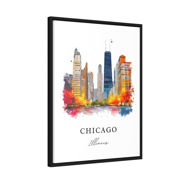 Chicago IL Wall Art, Chicago Print, Chicago Watercolor Art, Chicago Skyline Gift, Travel Print, Chicago Travel Poster, Housewarming Gift