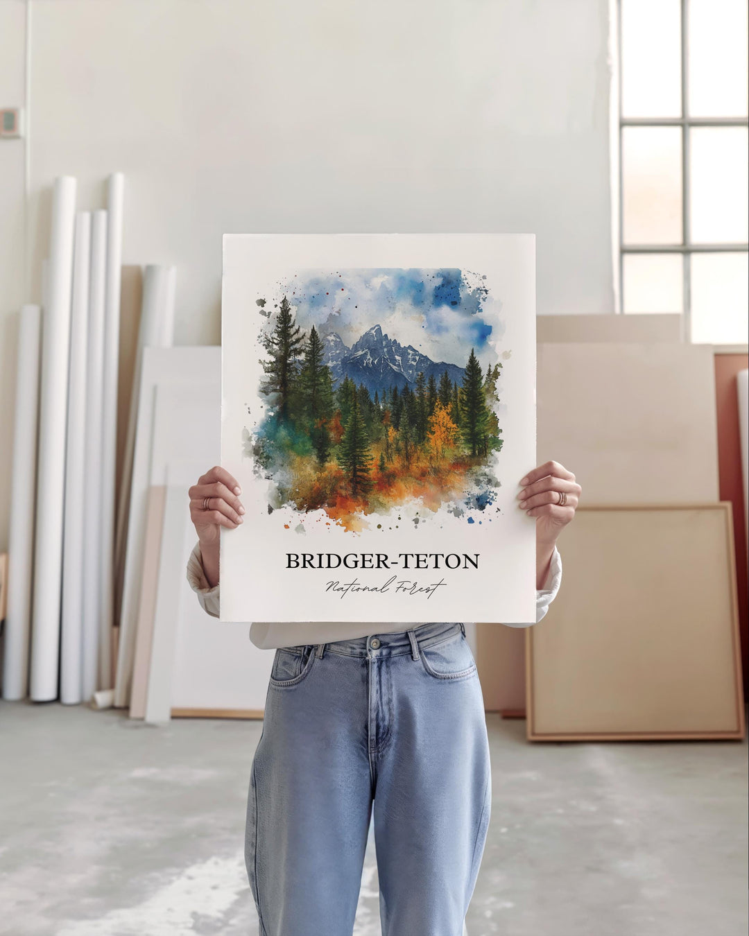 Bridger-Teton Wall Art, Jackson Wyoming Print, Wyoming Watercolor Art, Bridger-Teton Gift, Travel Print, Travel Poster, Housewarming Gift