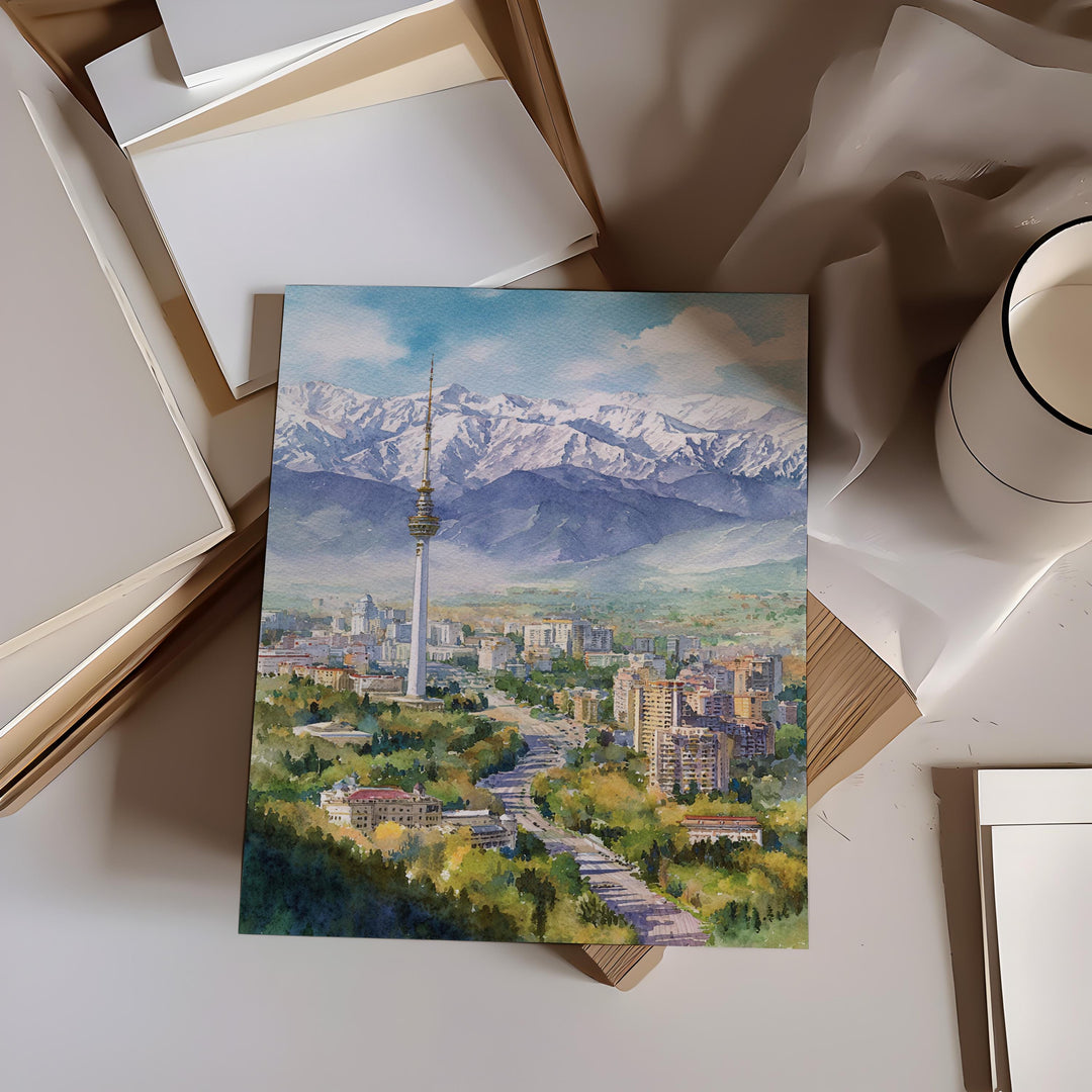 Almaty, Kazakhstan – Watercolor Art Print
