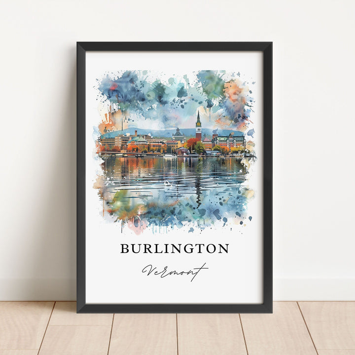 Burlington VT Wall Art, Burlington Vermont Print, Burlington Watercolor, Burlington VT Gift, Travel Poster, Housewarming Gift