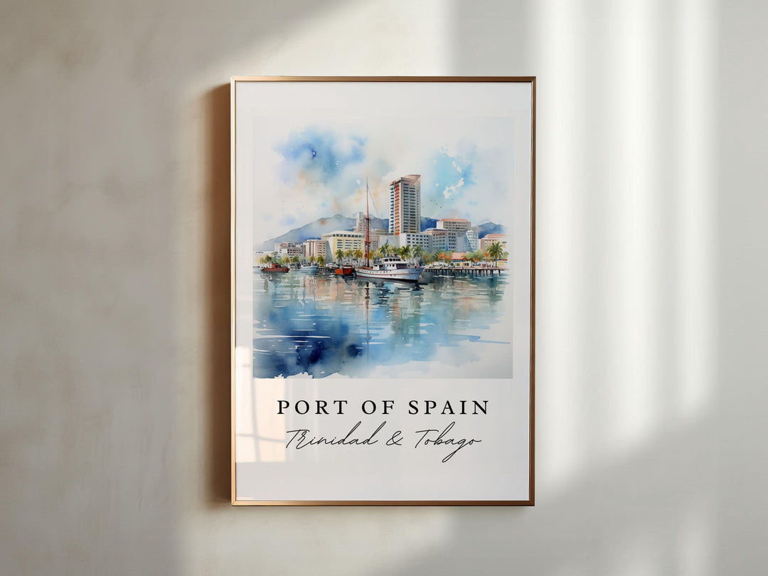 Port of Spain wall art - Trinidad and Tobago, Port of Spain poster, Trinidad Tobago Wedding gift, Birthday present, Custom Text