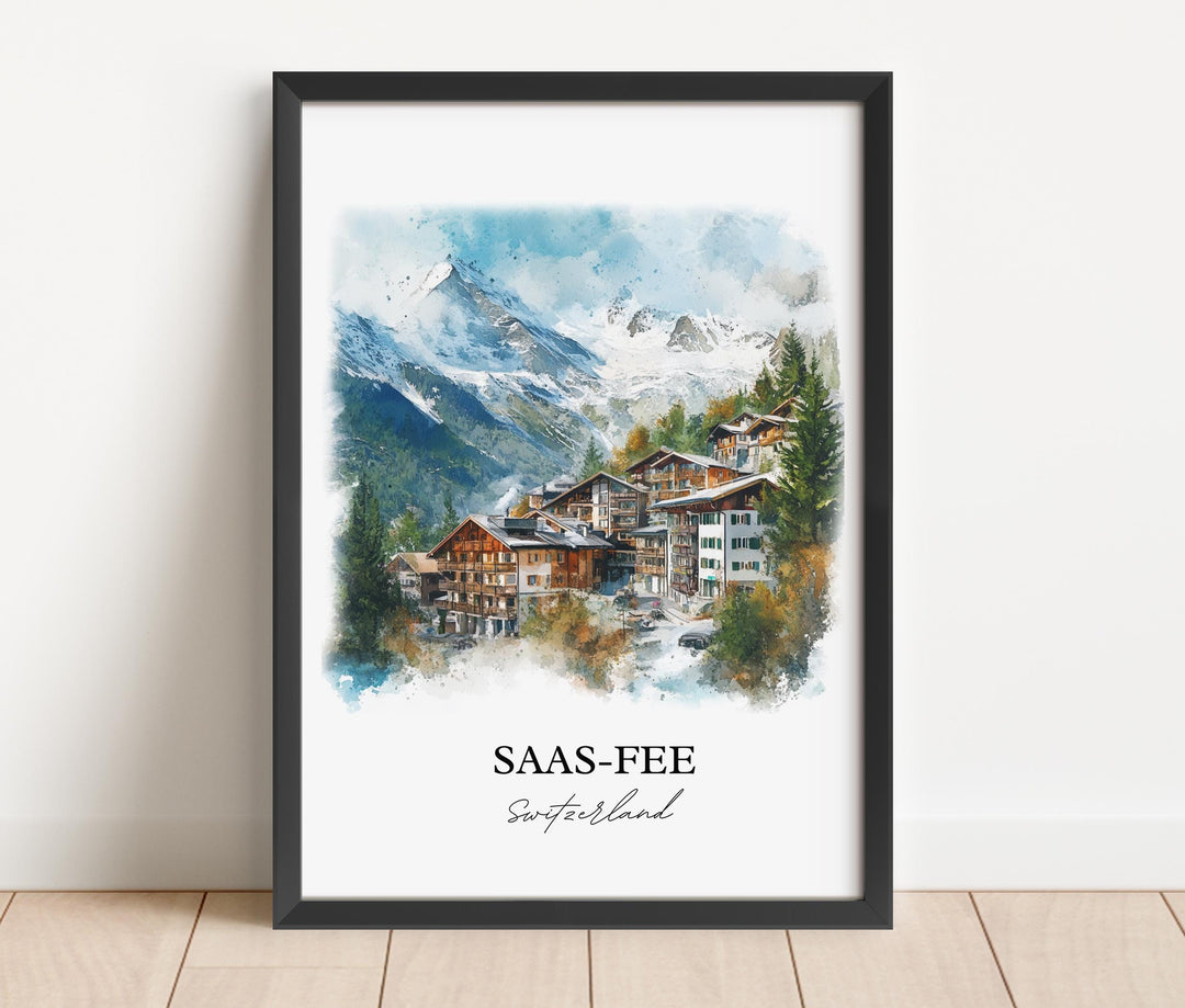 Saas-Fee Travel Print Wall Art Saas-Fee Wall Hanging Home Décor Saas-Fee Gift Art Lovers Switzerland Art Lover Gift Saas-Fee Poster