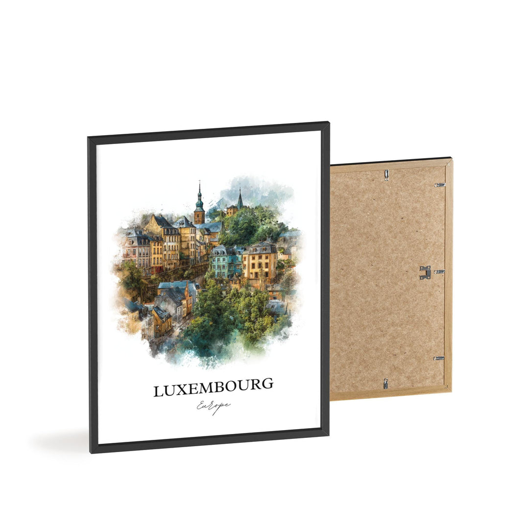 Luxembourg Wall Art, Luxembourg Print, Luxembourg Watercolor Art, Europe Gift, Travel Print, Travel Poster, Housewarming Gift