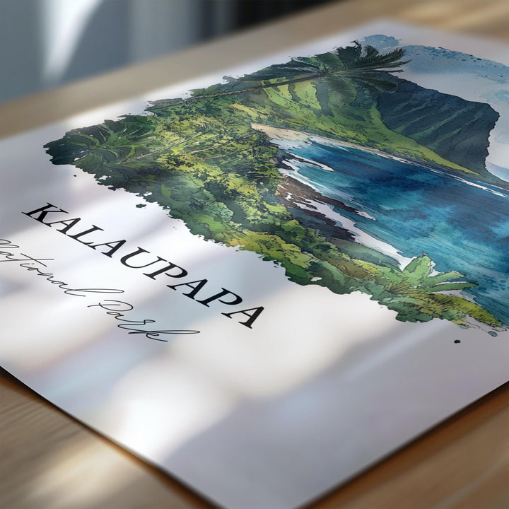 Kalaupapa Wall Art, Kalaupapa Hawaii Print, Molokai Watercolor Art, Molokai Gift, Travel Print, Travel Poster, Housewarming Gift