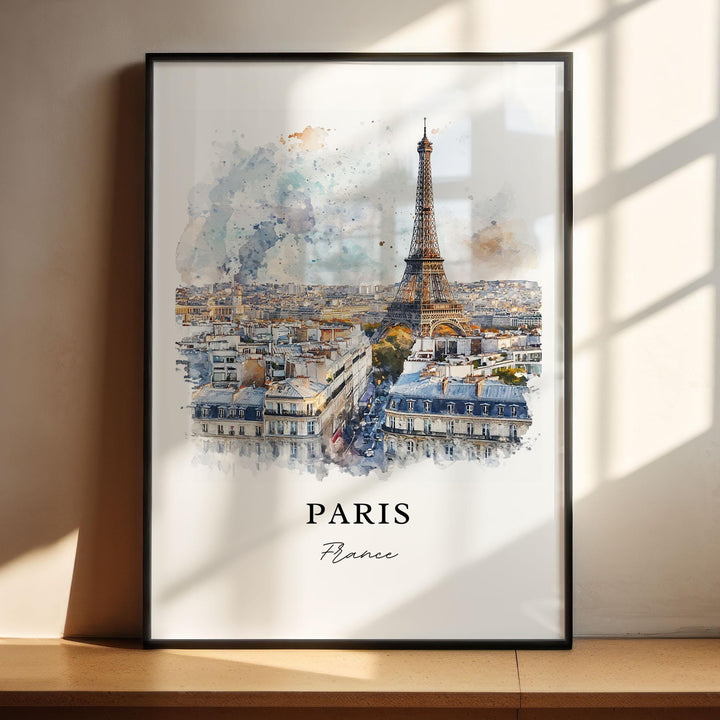 Paris Skyline Wall Art, Paris France Print, Paris Watercolor Art, Paris France Gift, Travel Print, Travel Poster, Housewarming Gift