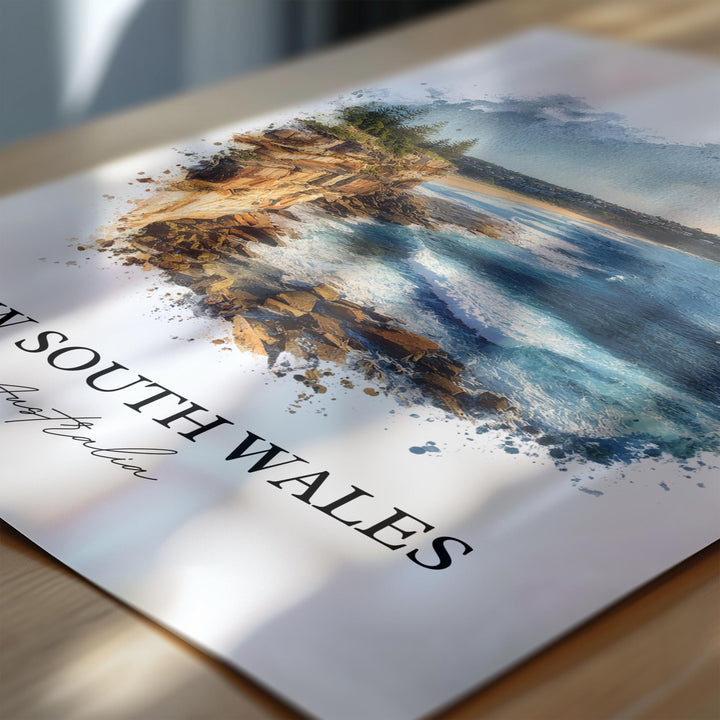 New South Wales Wall Art, Australia Print, Australia Watercolor Art, New South Wales Gift, Travel Print, Travel Poster, Housewarming Gift